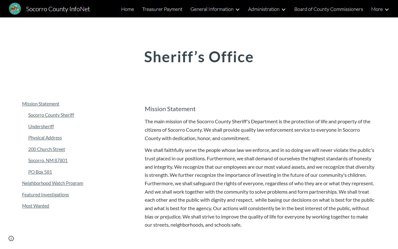 Socorro County arrest records Sheriff's Office source