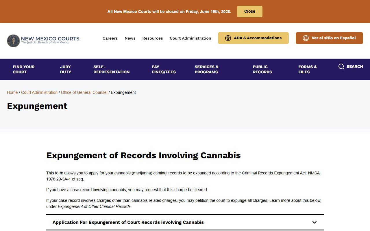 Socorro County criminal court records New Mexico Courts expungement source