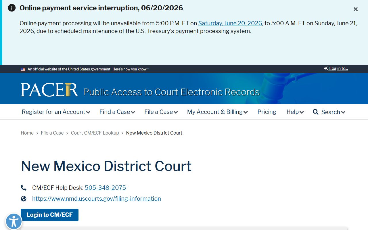 Socorro County criminal court records PACER New Mexico federal docket lookup source