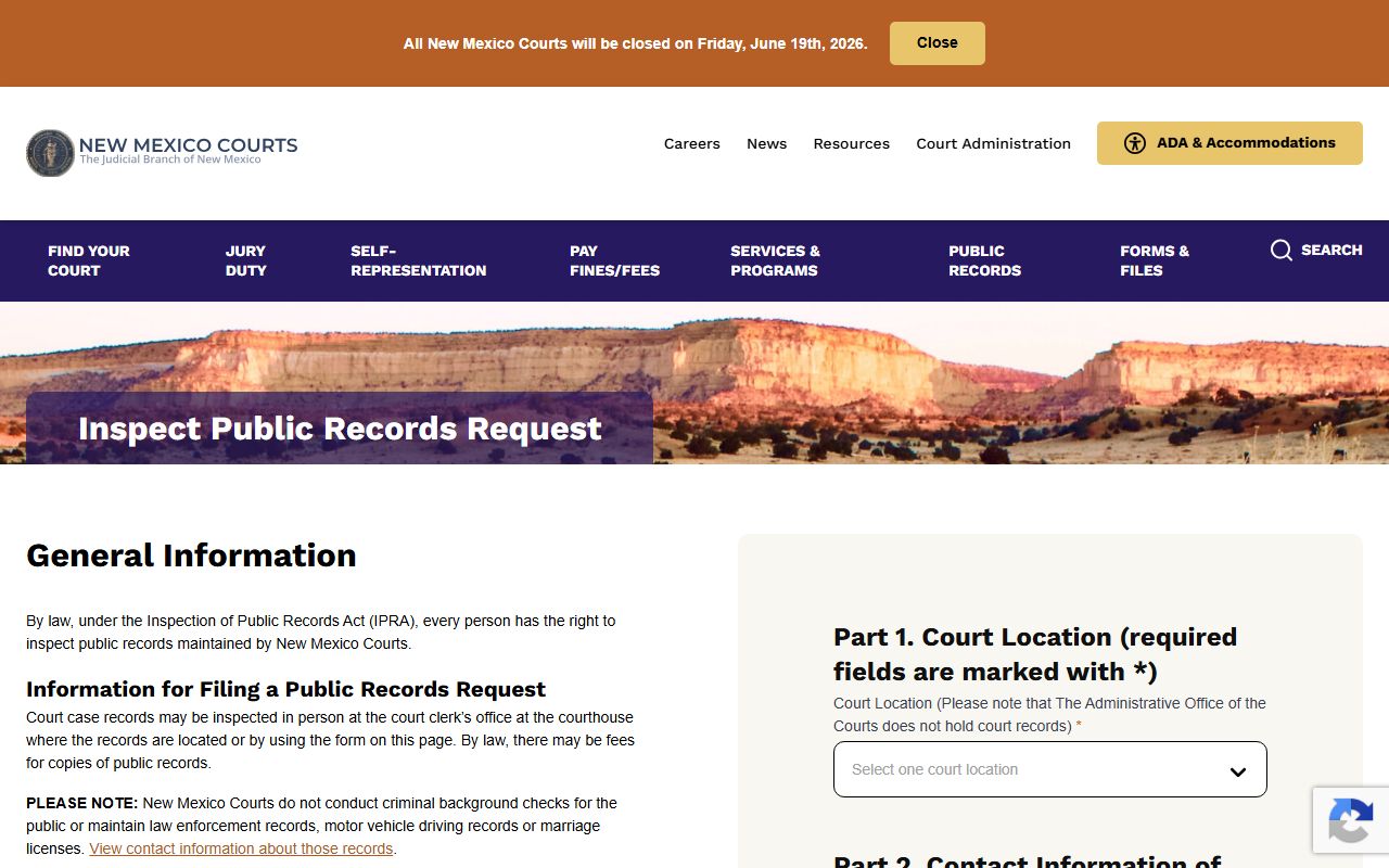 Socorro County court records New Mexico Courts IPRA portal