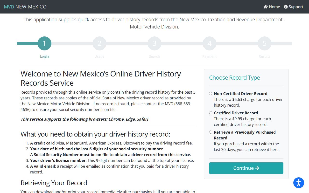 Socorro County traffic court records New Mexico MVD individual driver history service