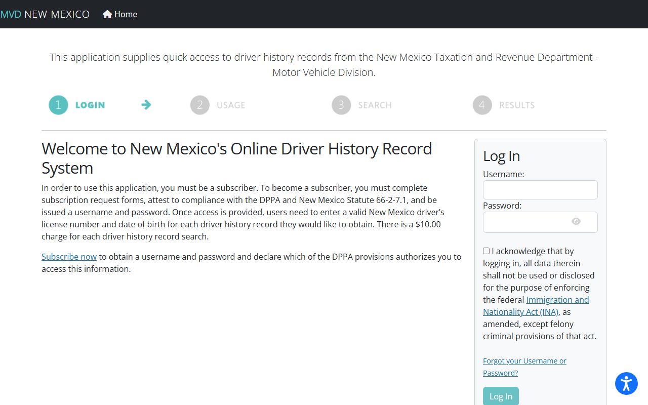 Socorro County traffic court records MVD subscriber driver data login