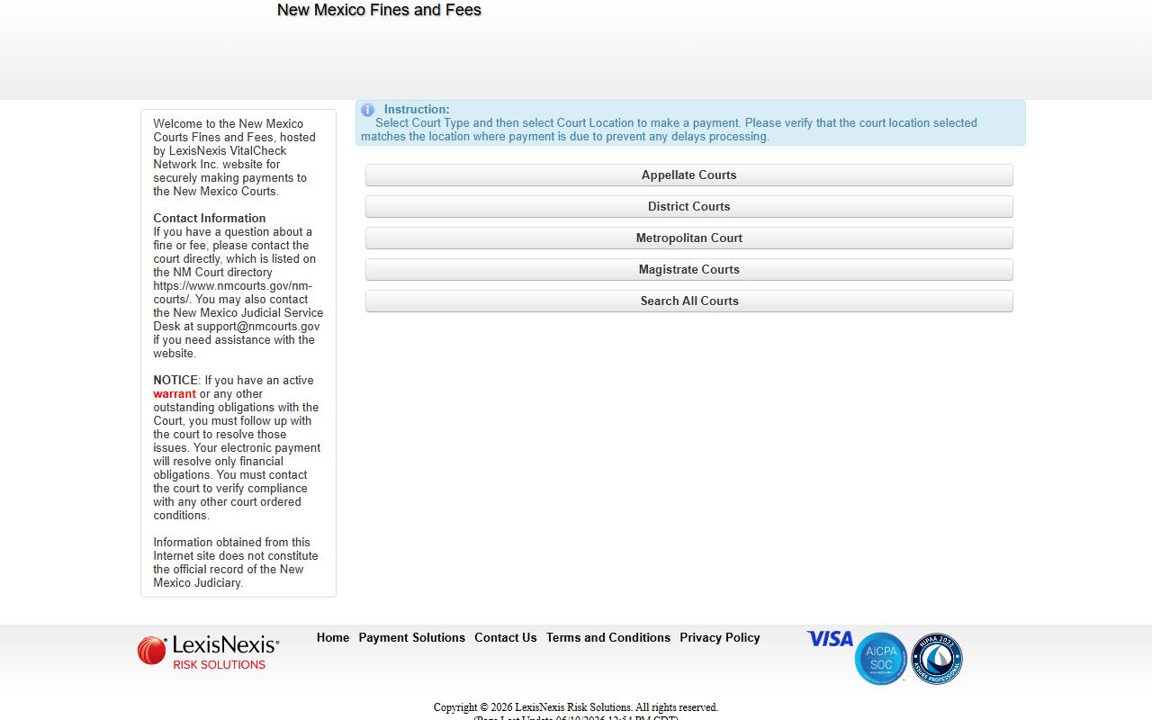 Socorro County traffic court records New Mexico fines and fees payment portal