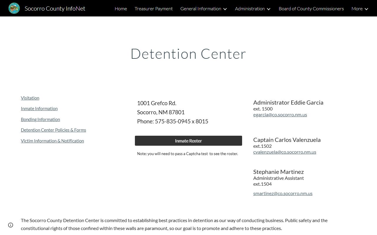 Socorro County warrant search Detention Center source
